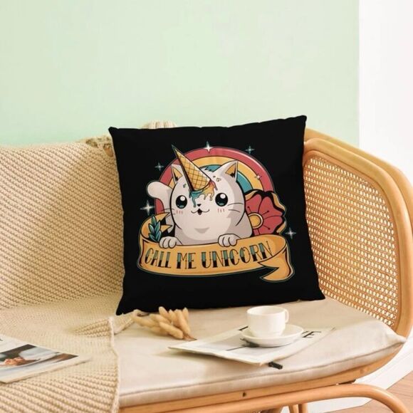 Colorful Cartoon Cat Unicorn Pillow Cover - Picture 4 of 7
